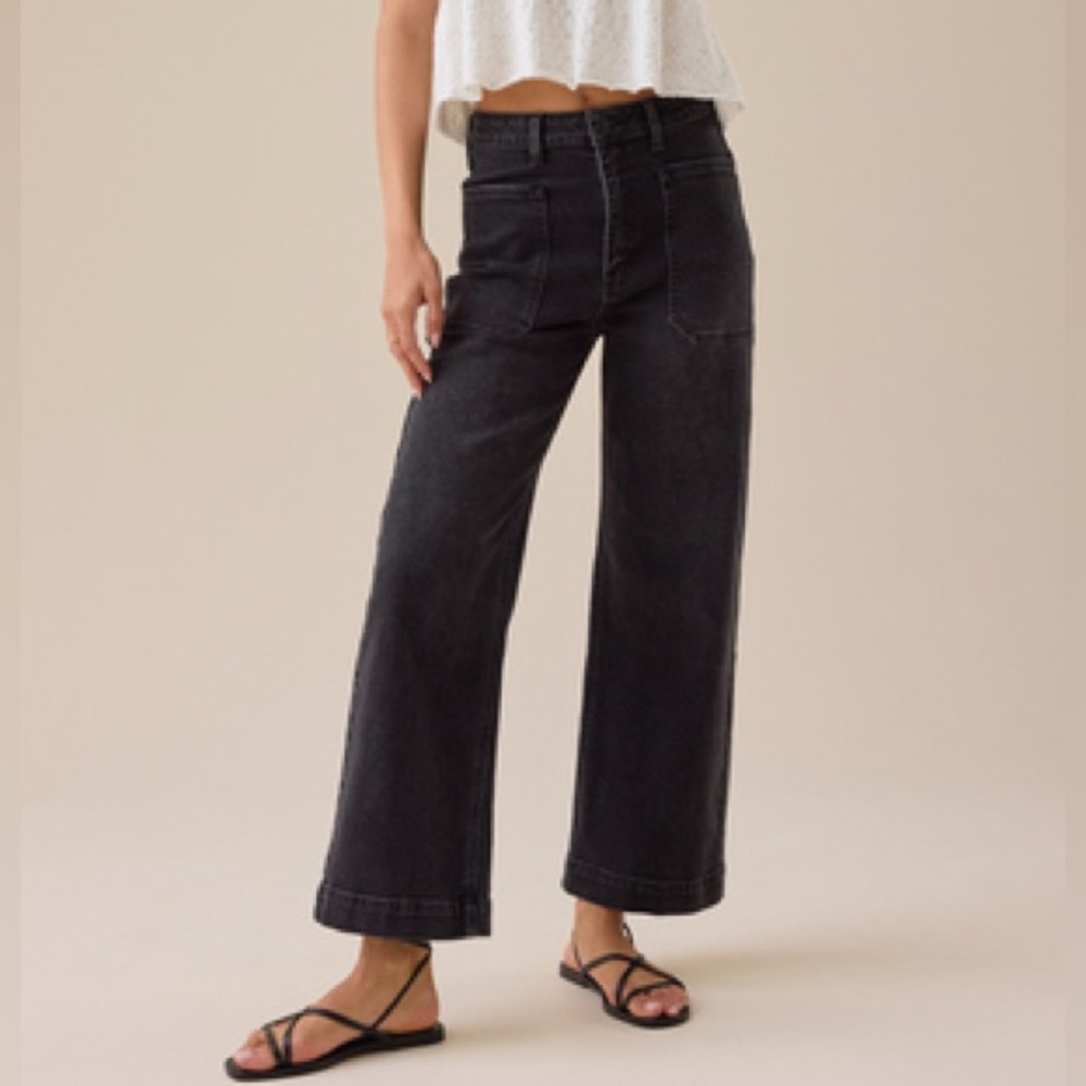 🖤 Altar'd State Layla Straight Leg Jean Washed Black Denim Wide Leg Ankle Jeans